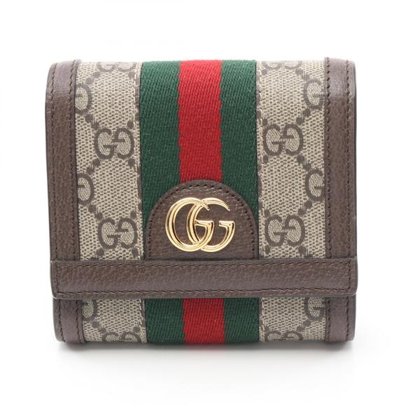 Gucci Ophidia GG Wallet Sherry Line Bifold Wallet Canvas Leather Beige - Picture 1 of 6